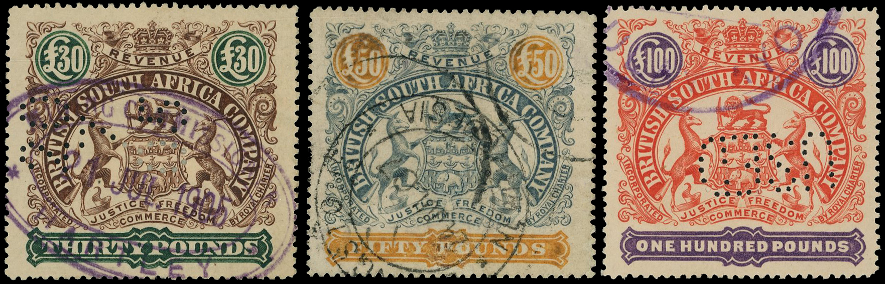 Rhodesia 1897 High values set used