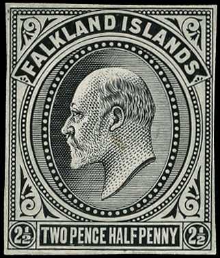 1904 2½d Die Proof in black on thin card, cut...