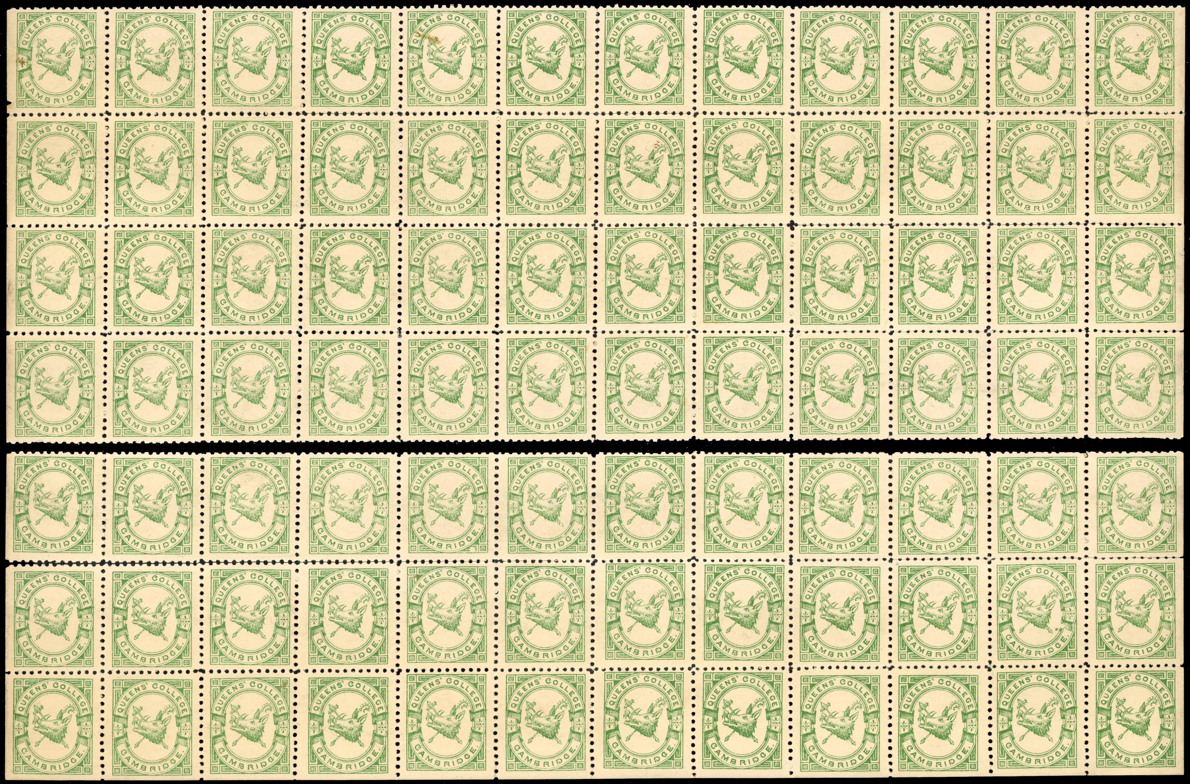 GB College Stamps Queens' College ½d mint blocks