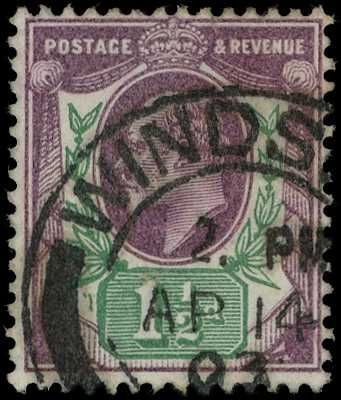 1902 1½d dull purple & green example with Plate...