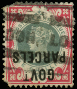 Great Britain 1900 1s Green & carmine (Govt. Parcels inverted). Fine used example of this magnificent departmental…