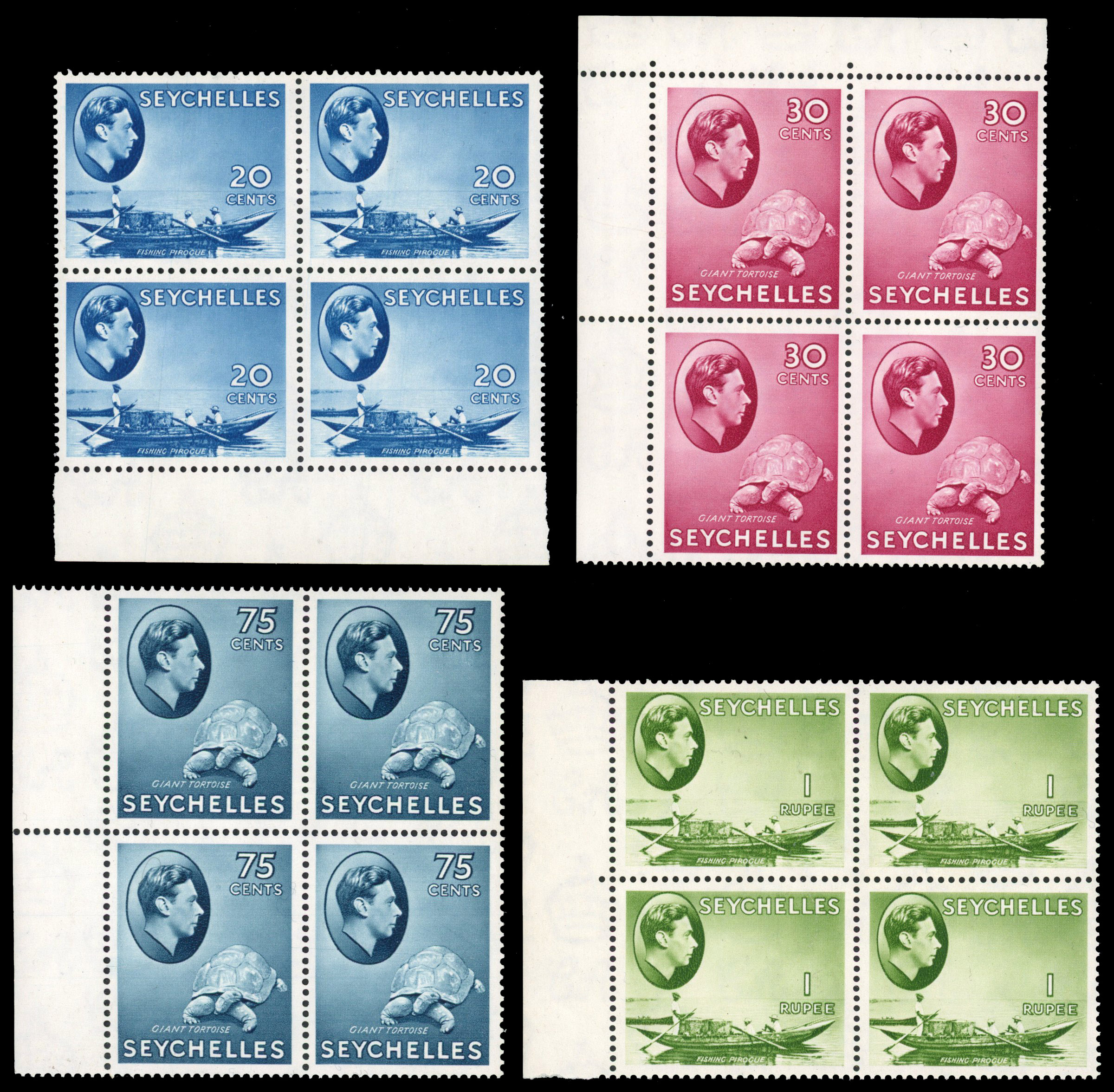 Seychelles SG 140/146 blocks group mint