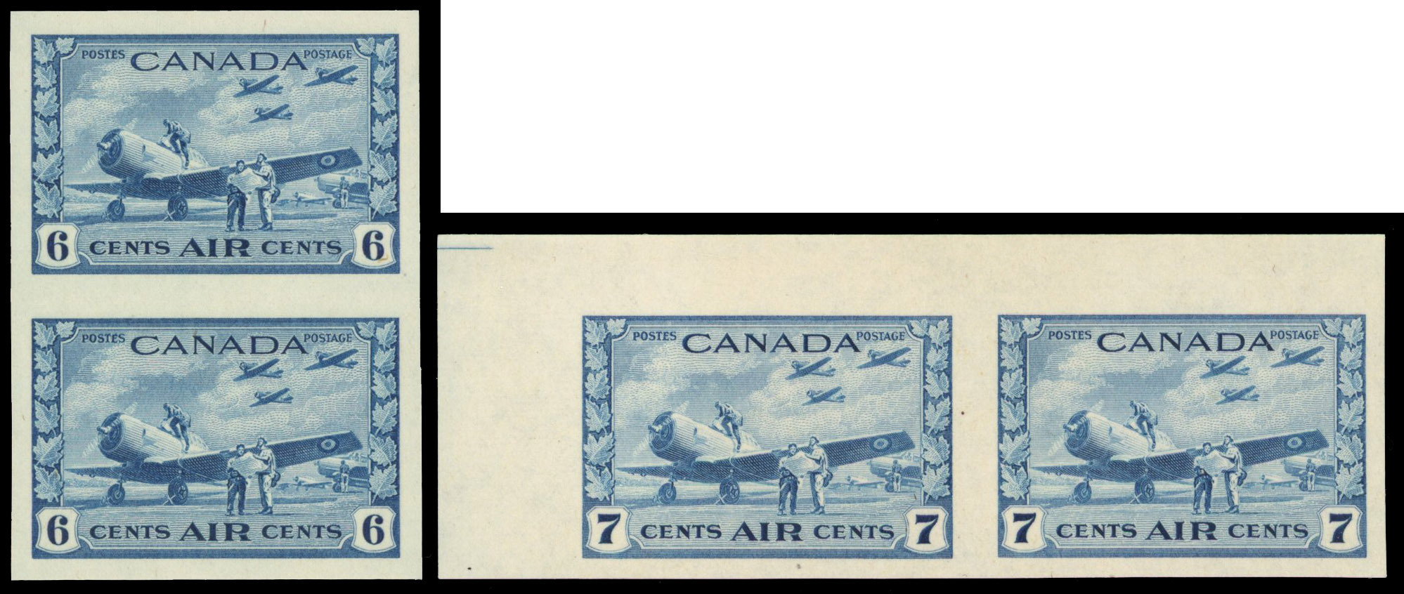 Canada SG 399-400 Airmail imperforate pairs mint