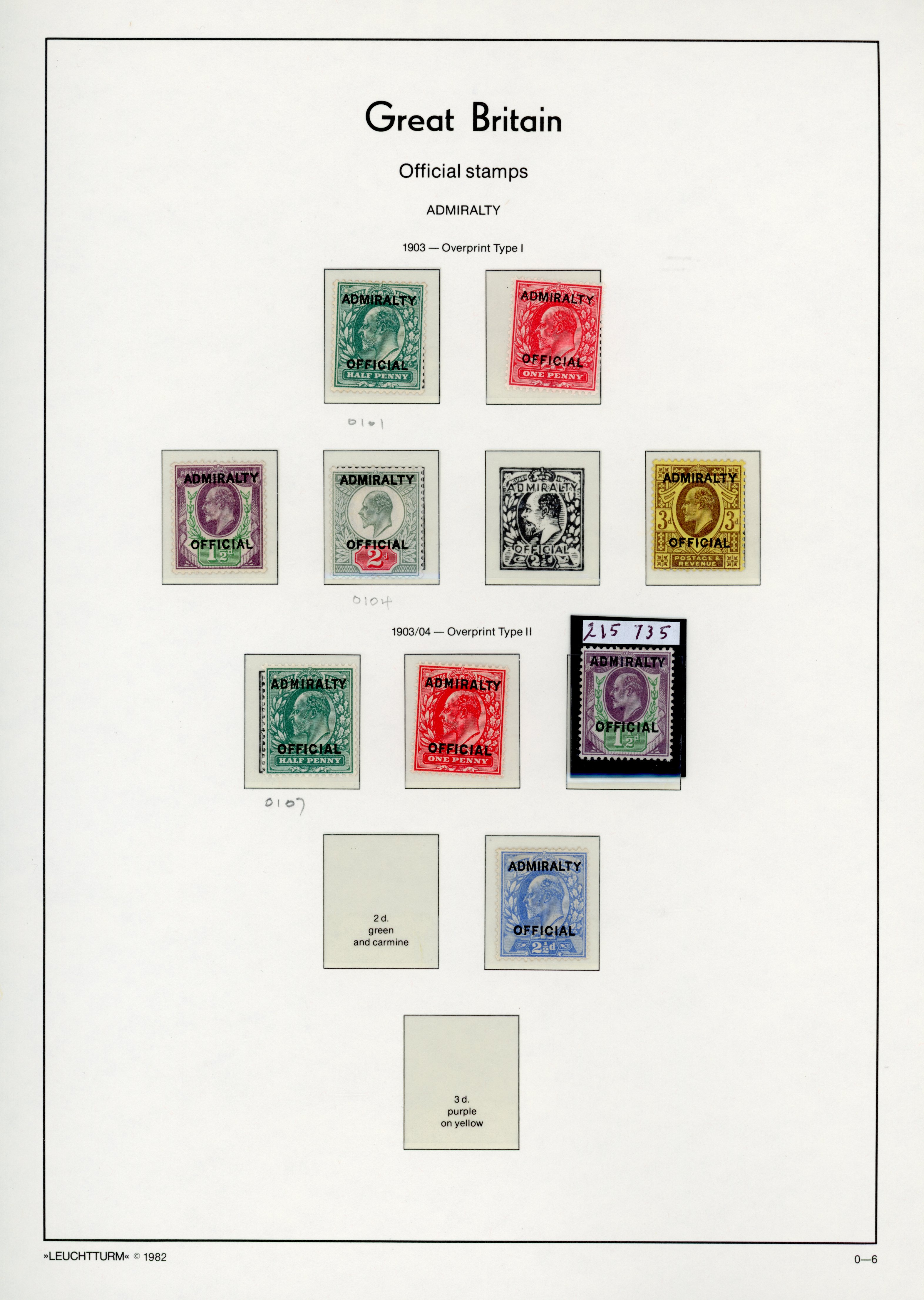 GB Departmental Officials. 1882-1904 mint selection of overprinted issues on Lighthouse printed pages