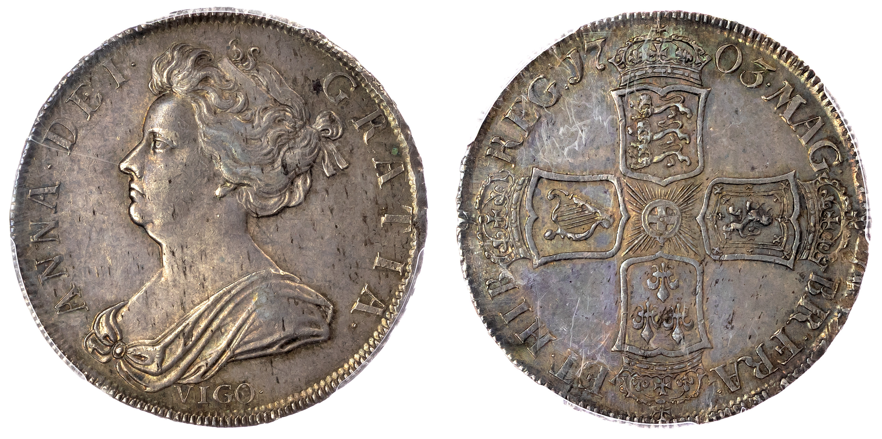 Anne (1702-14), Halfcrown, 1703, VIGO. PCGS MS62
