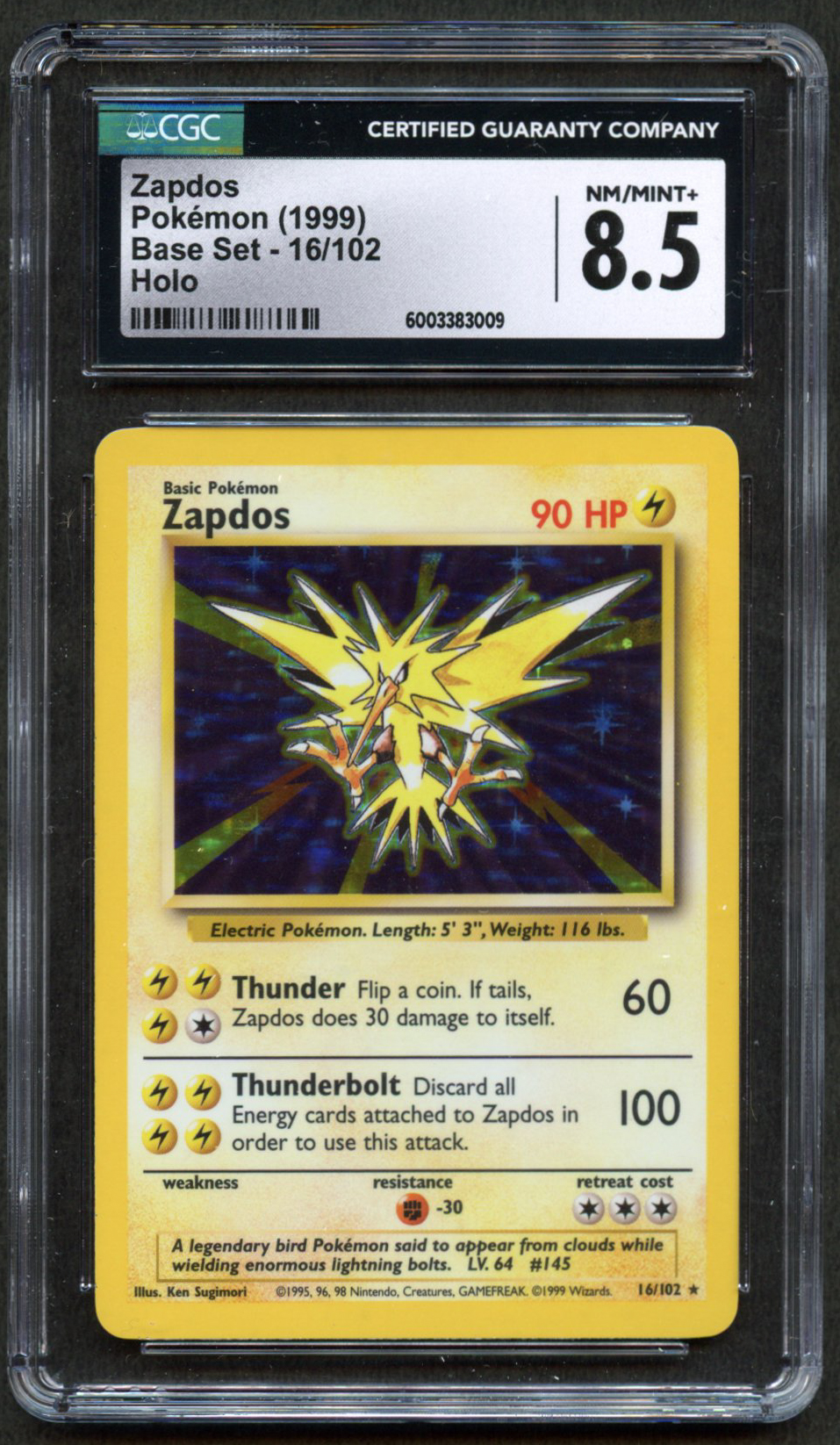 CGC 8.5 Zapdos Unlimited - Base Set (1999)