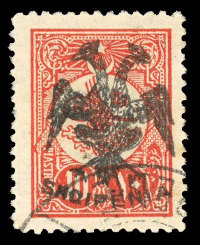 Albania 1913 10pa rose double-headed Eagle overprint used