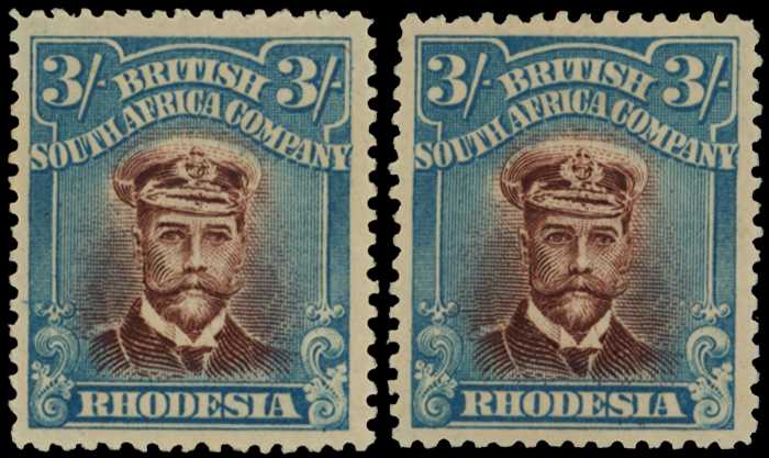 1917-20 3/- Head Die IIIA, perf 14. Two...
