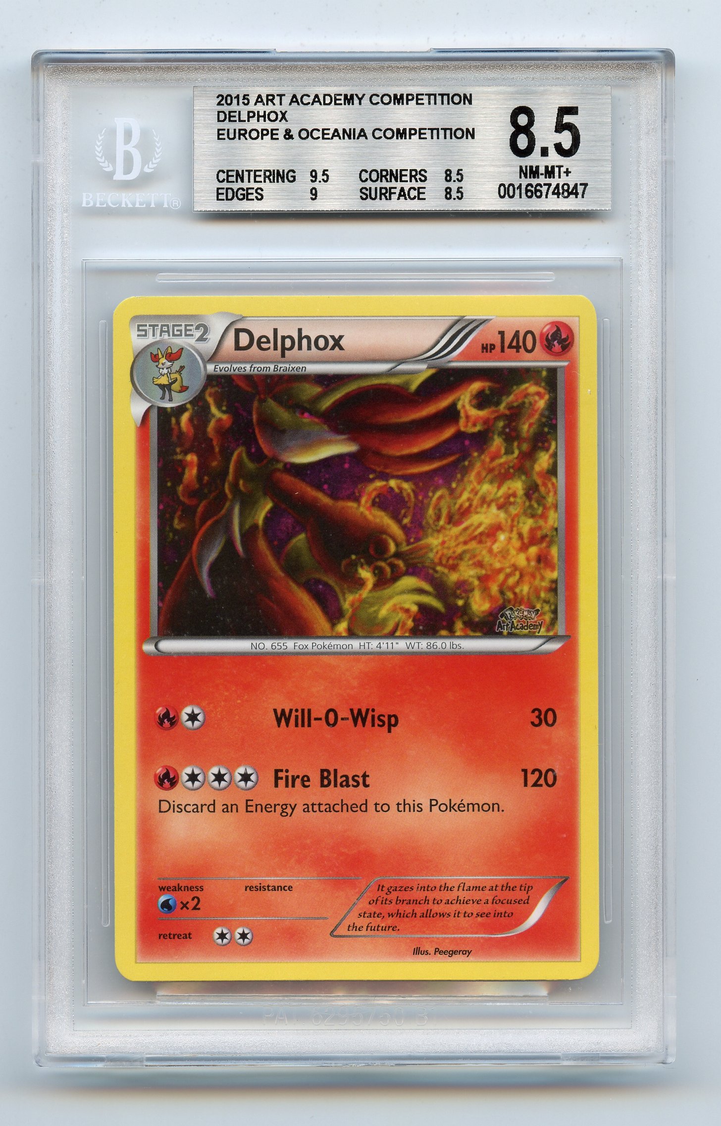 BGS 8.5 Delphox - Art Academy Europe & Oceania Competition (Illus. Peegeray) X/100