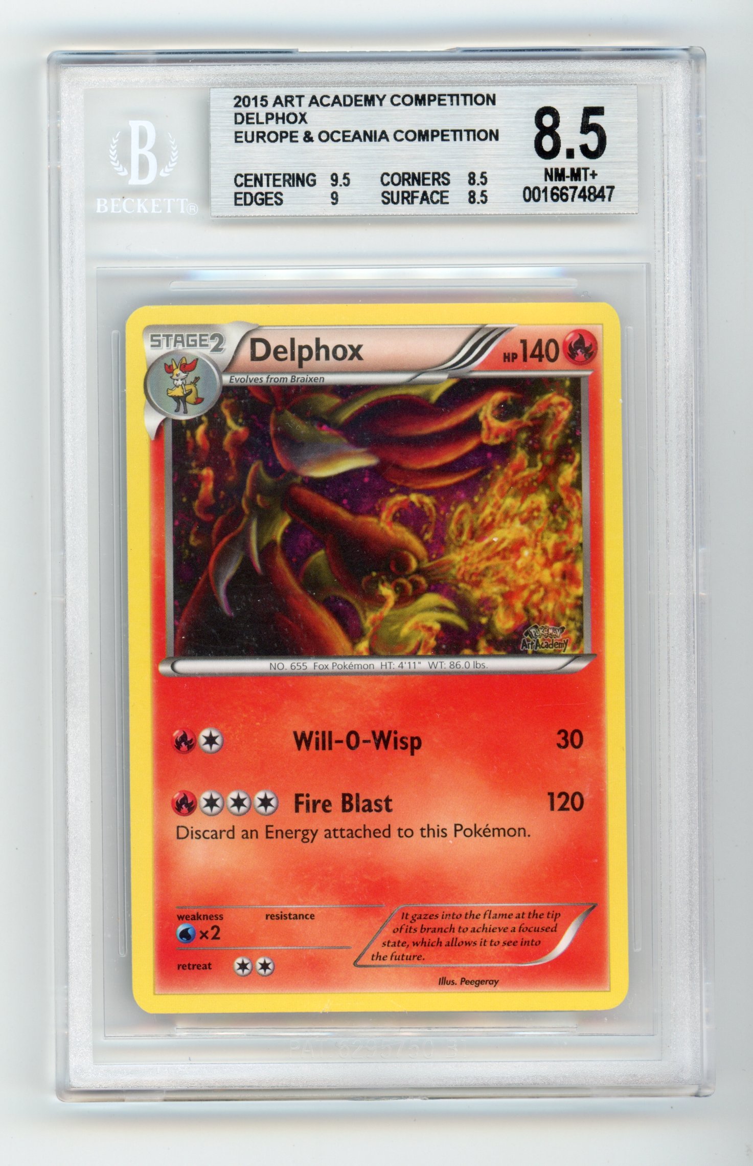 BGS 8.5 Delphox - Art Academy Europe & Oceania Competition (Illus. Peegeray) X/100