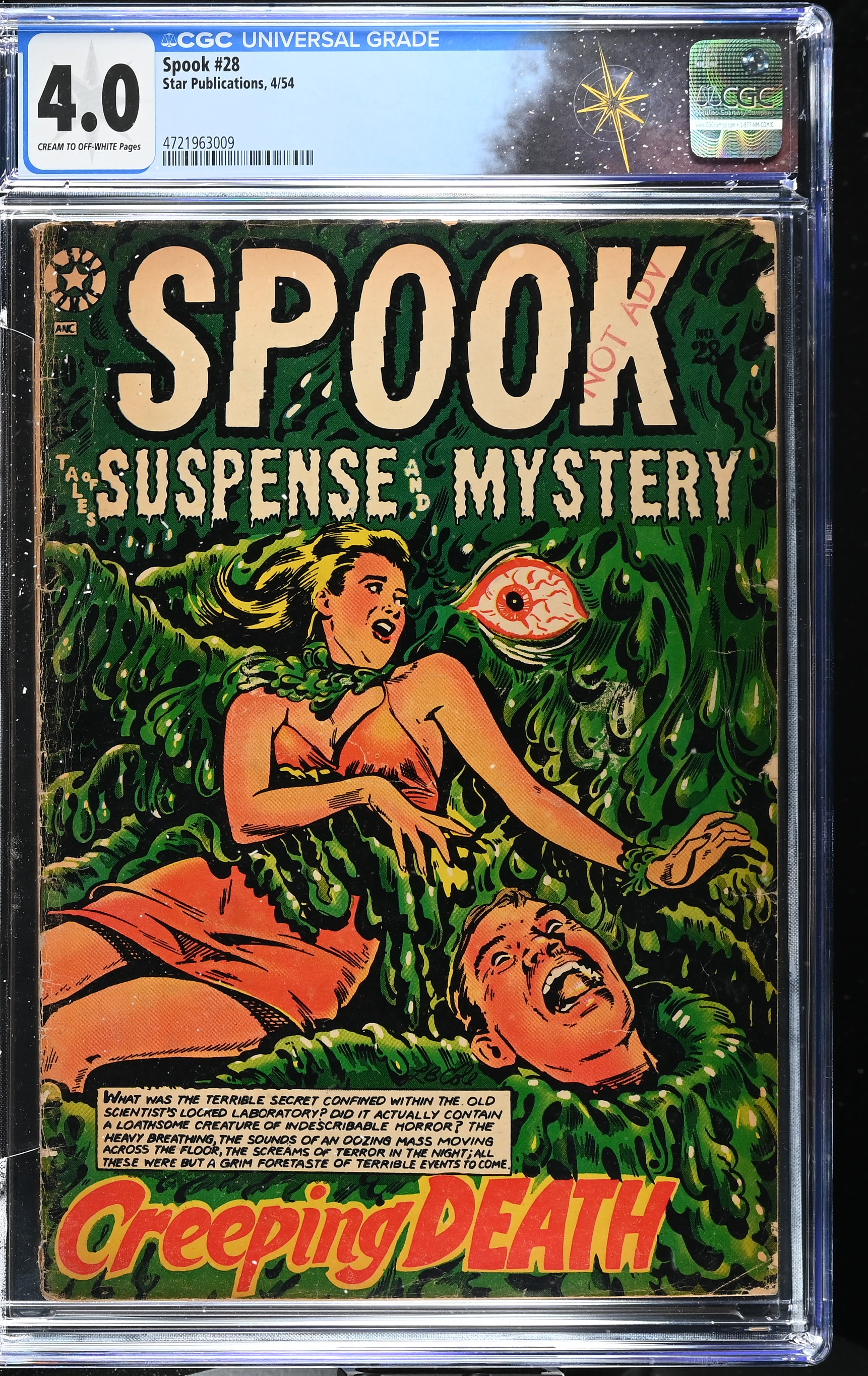 Spook #28 CGC 4.0 Cover by L. B. Cole (Star Publications, 1954) Cream to Off-White Pages
