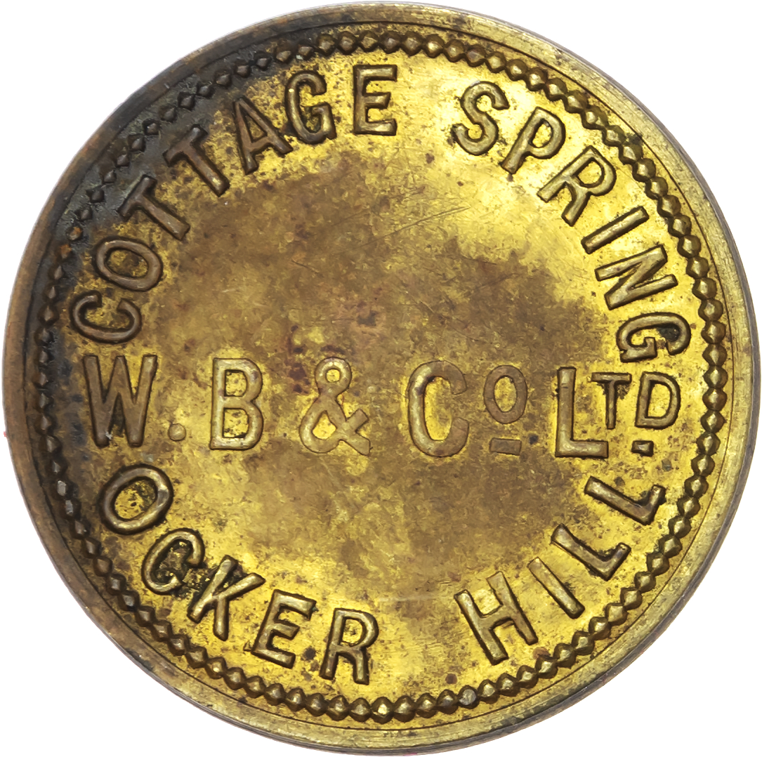 Lot of 4 coins - West Mids. Sandwell, Ocker Hill, Cottage Spring 1 ½d., 27mm. WB & Co. Ltd. EF; Horseley Heath...