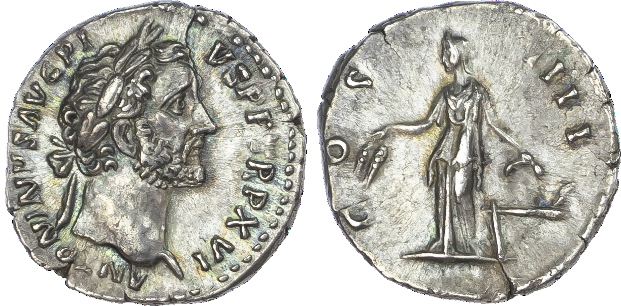 Antoninus Pius (AD 138‑161) AR Denarius, Rome, AD 152‑153, 3.21g.