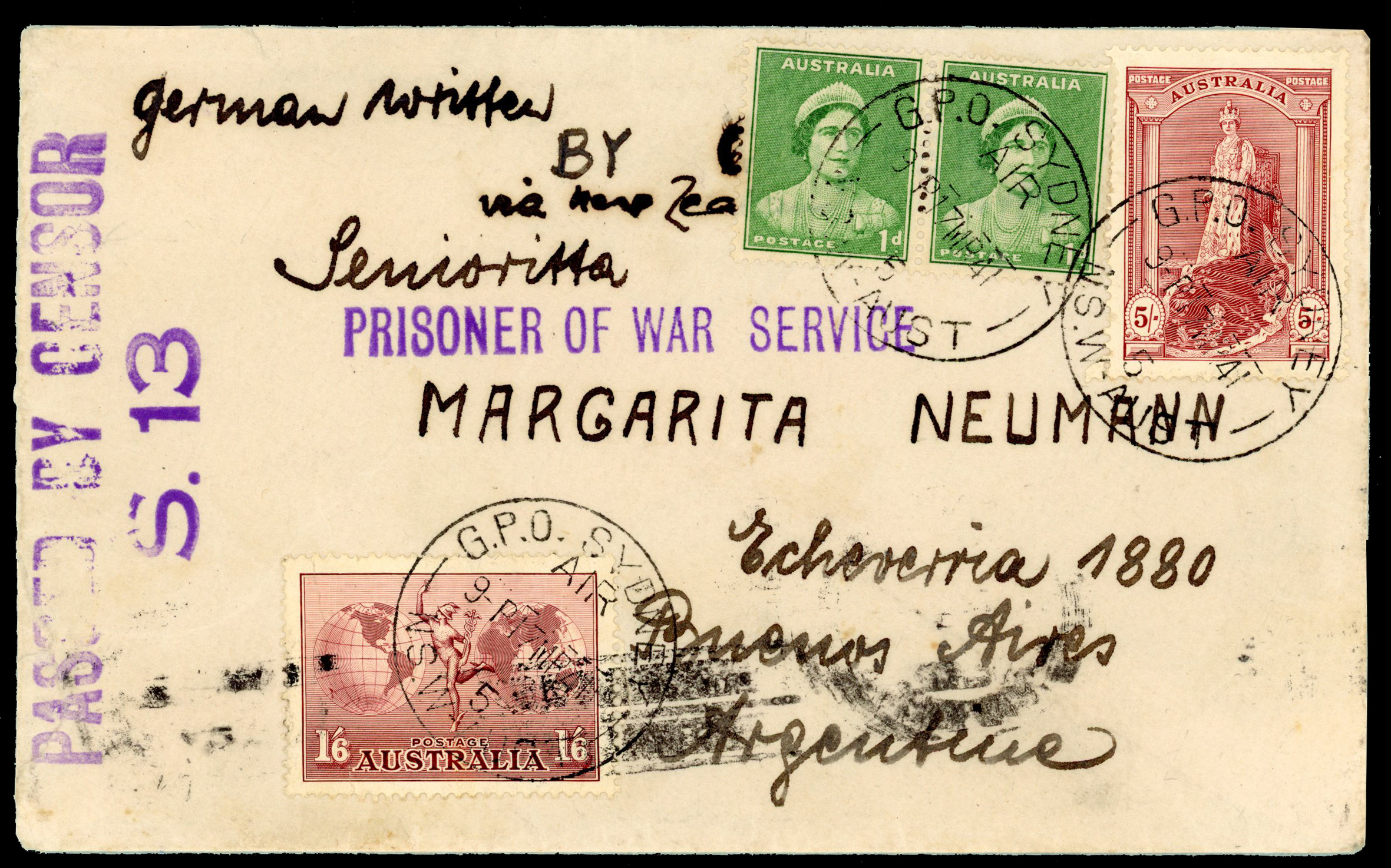 Australia WW2 internee mail