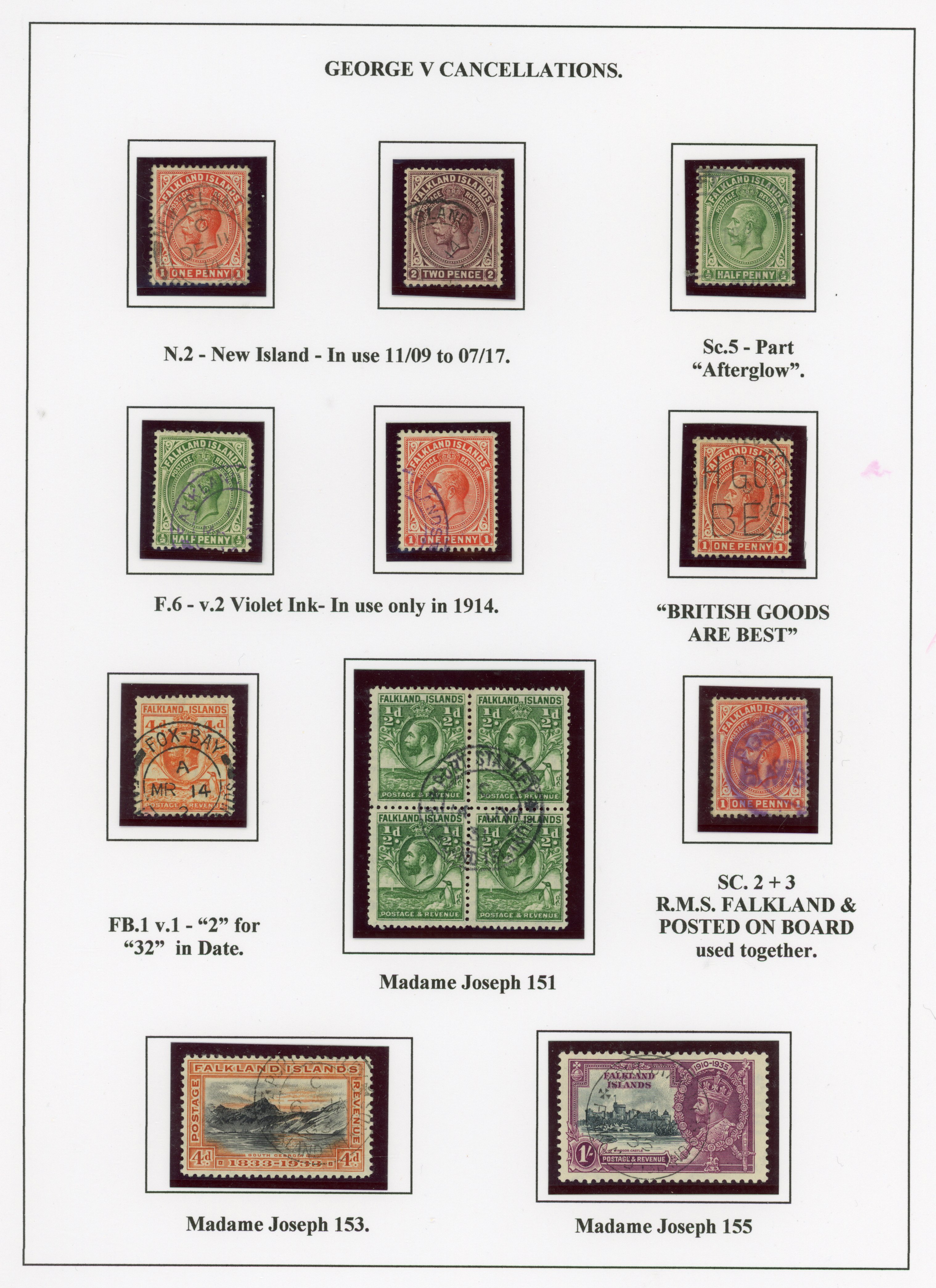 Falkland Islands KGV cancels