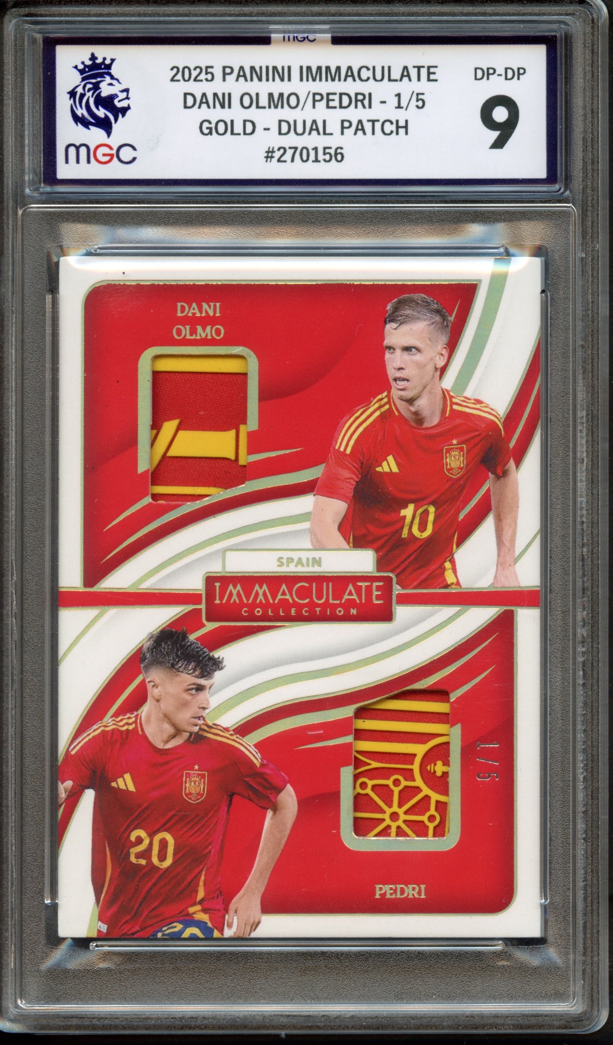 2025 PANINI IMMACULATE DANI OLMO/PEDRI 1/5 GOLD DUAL PATCH #270156
