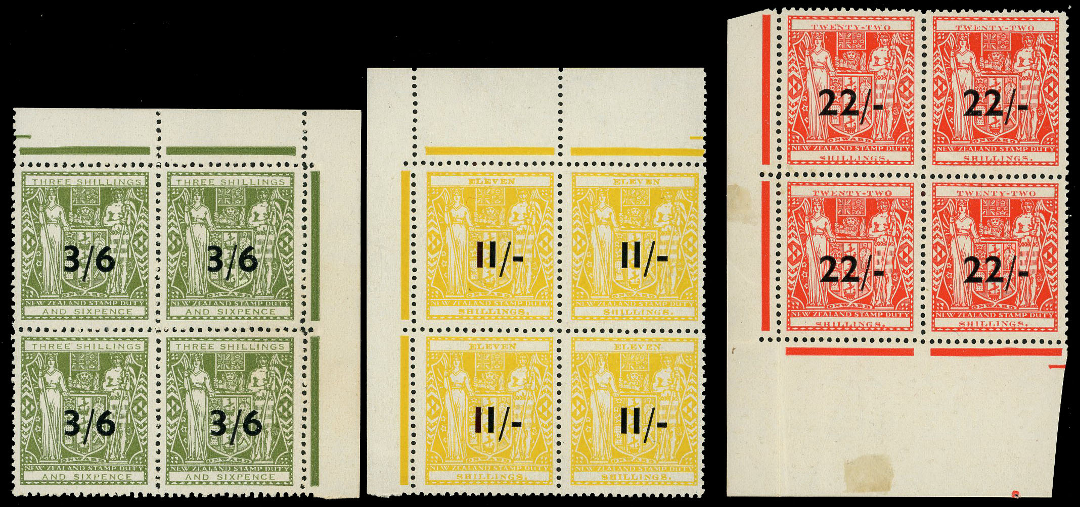 NZ SG F213, 215, 216aw blocks mint