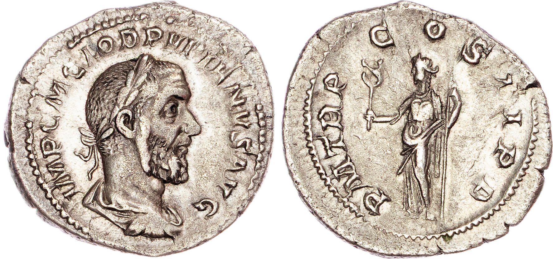 Pupienus (AD 238) AR Denarius, Rome, 3.28g.