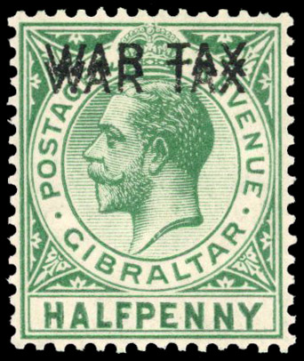 1918 ‘WAR TAX’ ½d green, error ‘OVERPRINT DOUBLE’, fine unmounted og