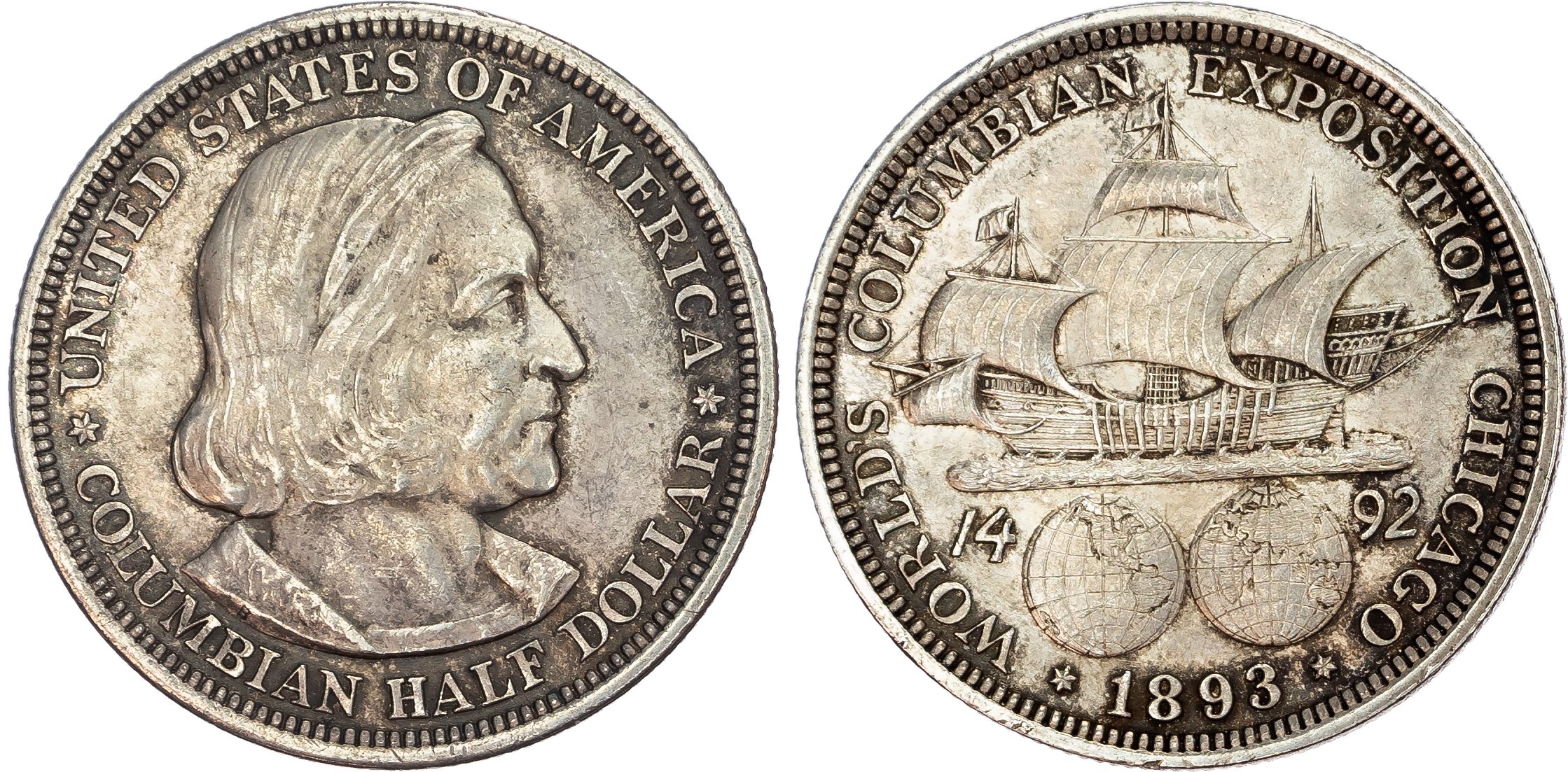 United States of America AR 1/2 Dollar. Commemorating the Columbian Exposition. Philadelphia mint, 1893.