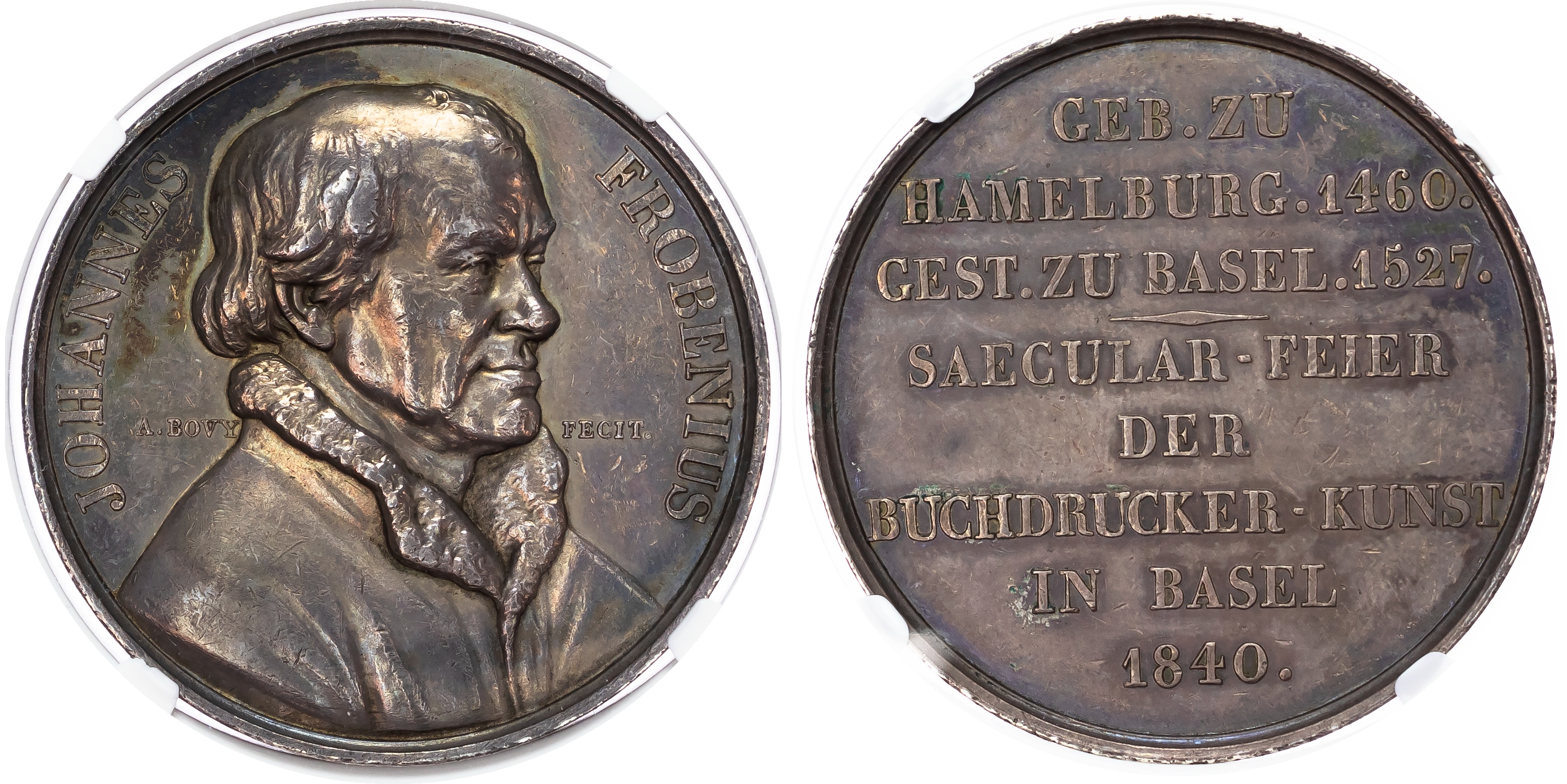 Swiss Confederation, Basel-Stadt (Canton). Art of Printing AR Quadricentennial Medal  1840.