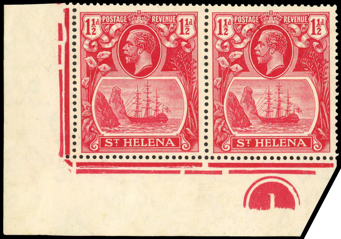 St Helena SG 99fc Plate pair mint