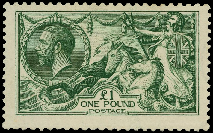GB: 1913 £1 green Seahorse, appears to be unmounted, fresh o.g. SG 403