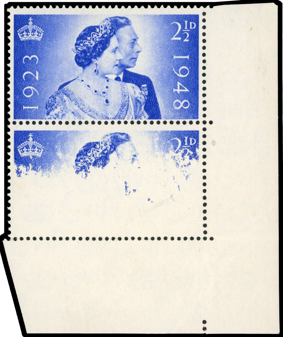 1948 2½d Wedding (SG493) dry print pair