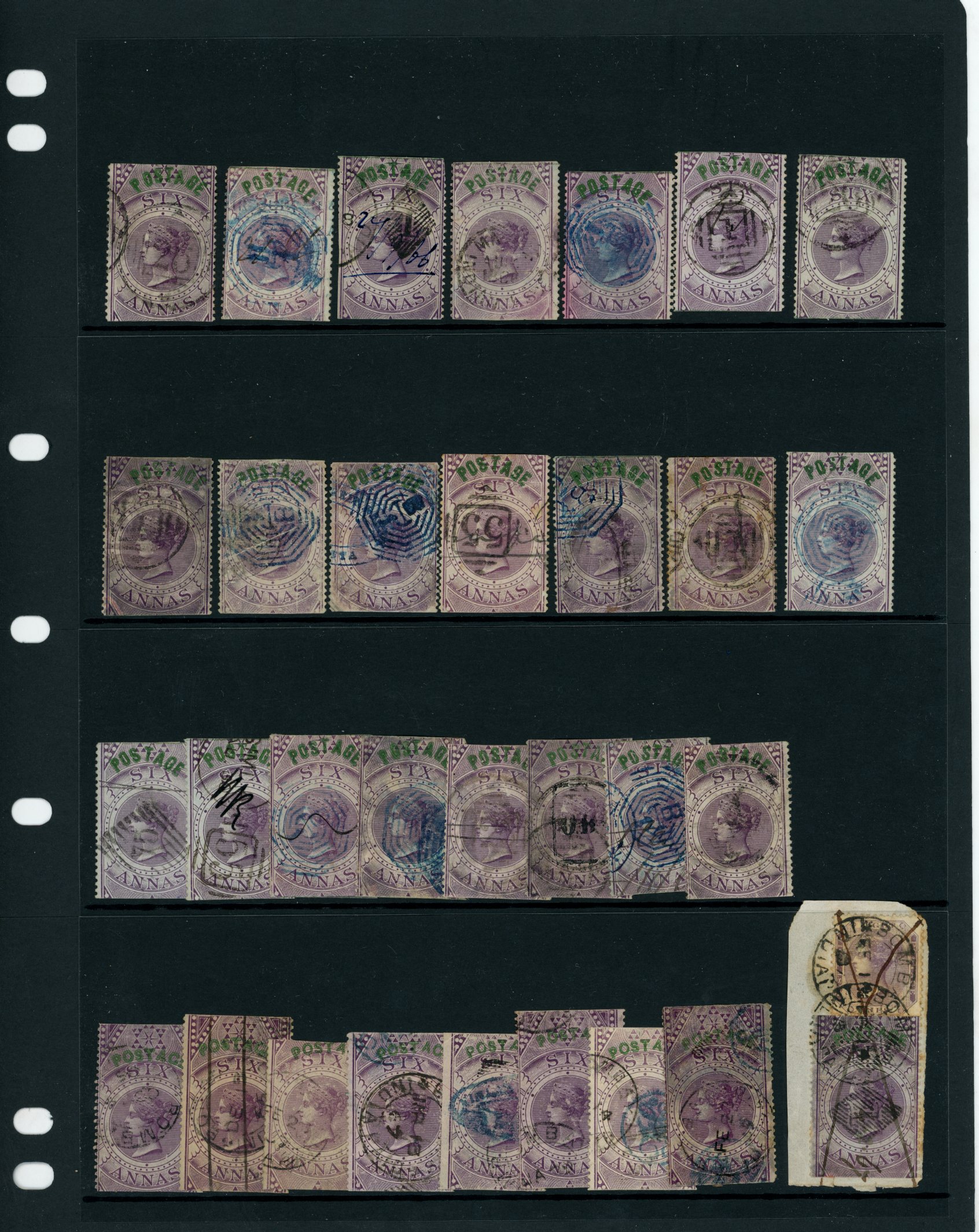 1866 6a purple provisional opts type 15 & 16...
