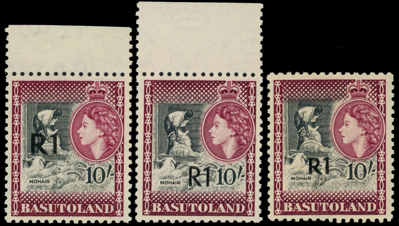 1961 1r on 10s black and maroon, Types 1 ,II...