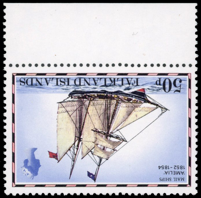 Falkland Islands SG 343Aw 1978 50p Mailboats watermark sideways inverted mint