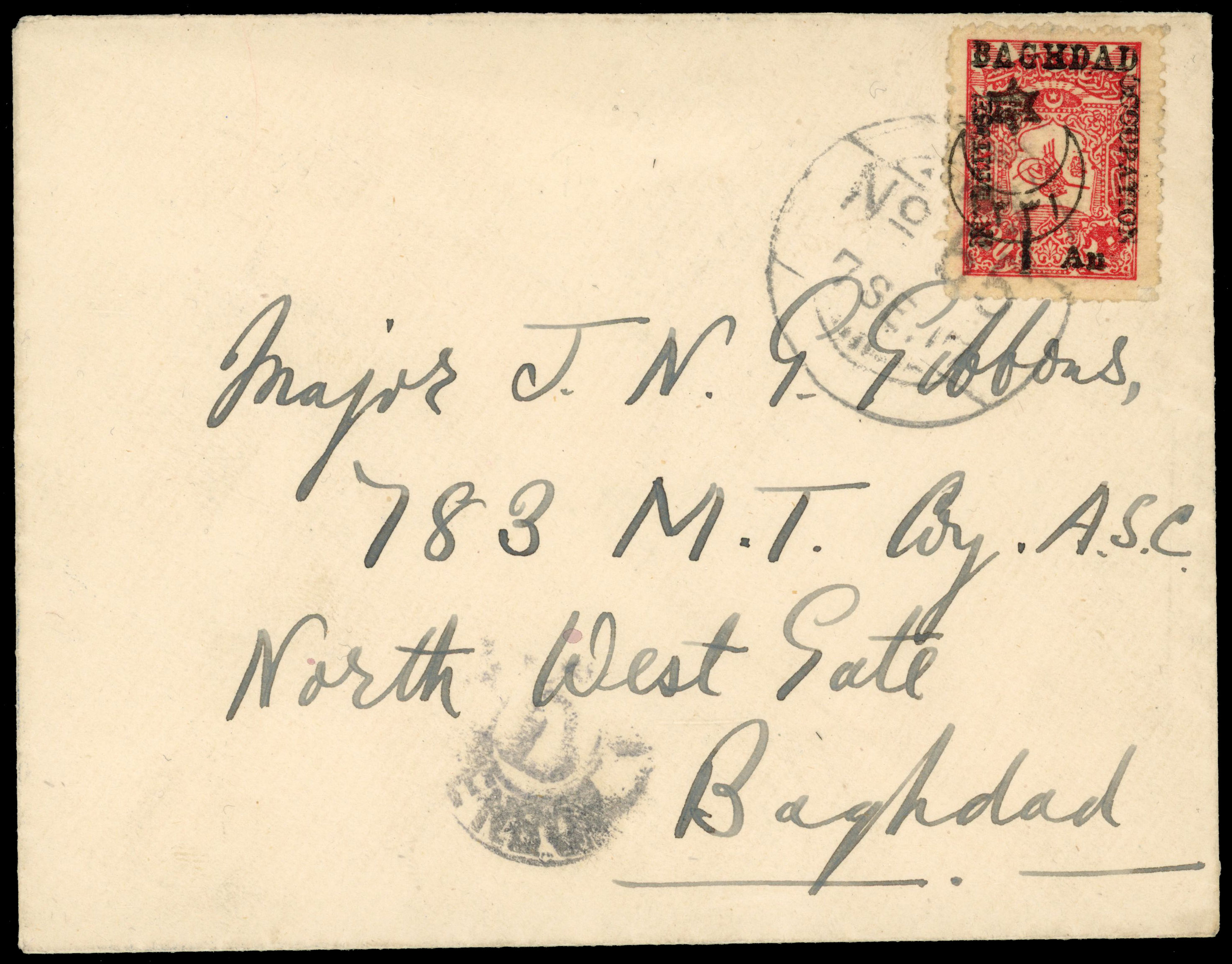 Iraq British Occupation of Baghdad SG 15 on local cover from JNG Gibbons correspondence. 