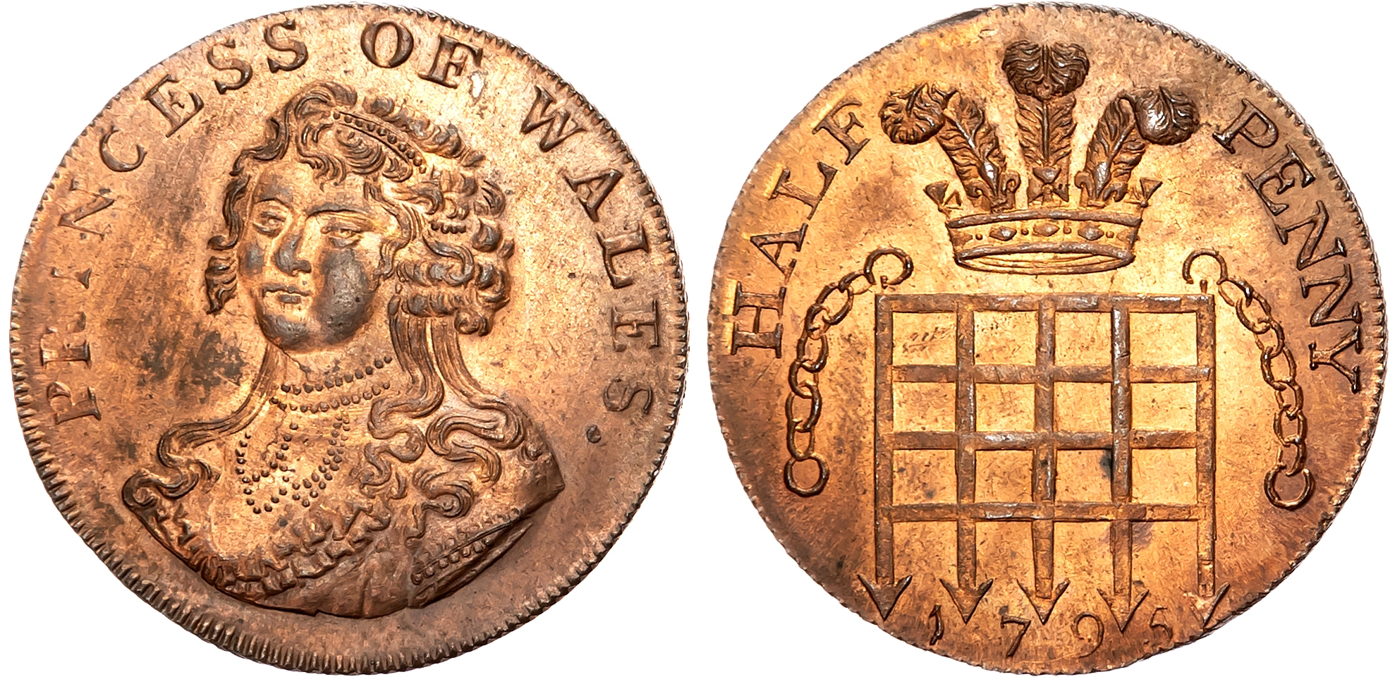 London , National Series, Geo. III restored to health, white-metal Halfpenny 1789, Laureate bust of George right, rev . …