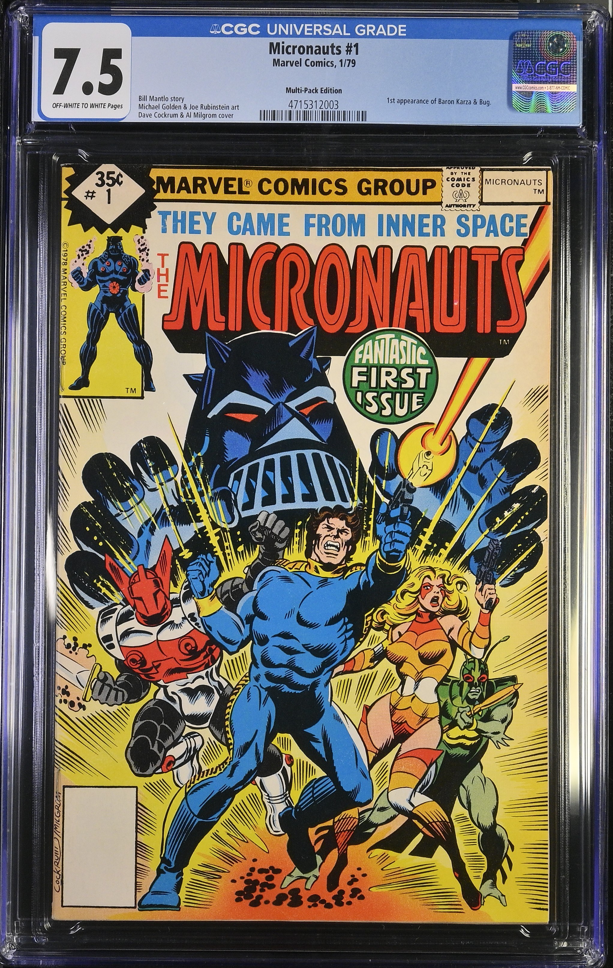 MIcronauts #1 CGC 7.5 1st Appearance of Baron Karza & Bug Multi-Pack Edition (Marvel Comics, 1979) Off-White to White Pages