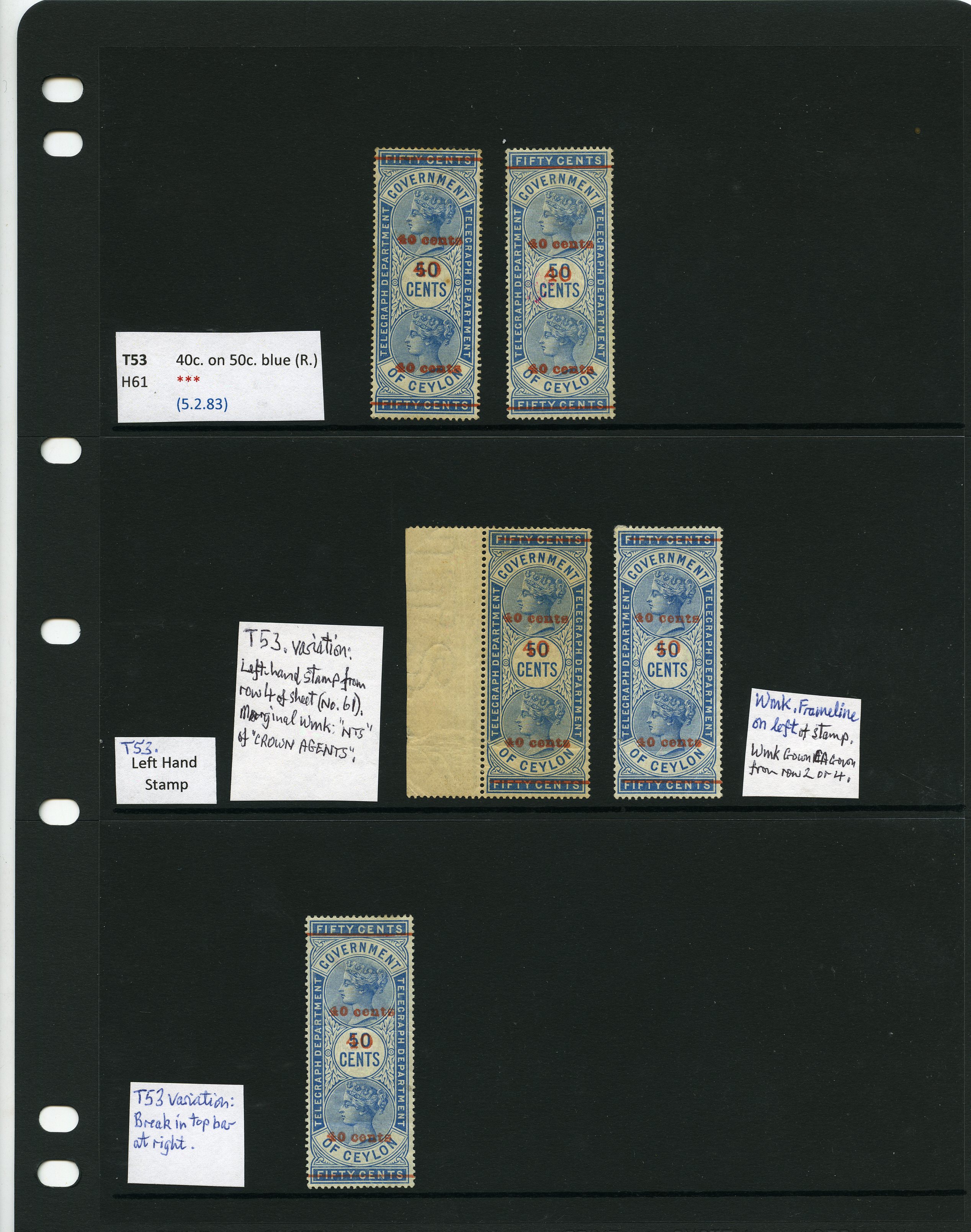 1881-5 40ct surcharges group, quite...