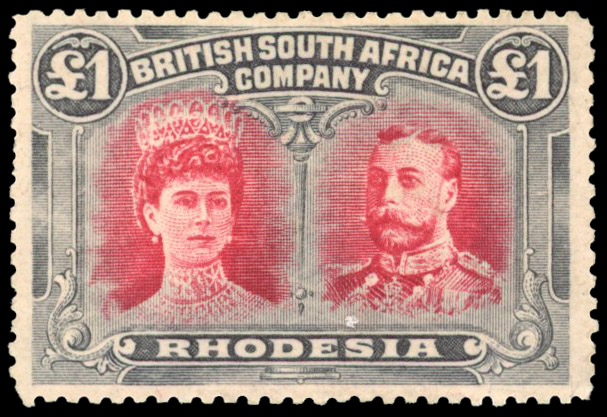 Rhodesia SG 165a £1 mint RSC E 'extra curl'