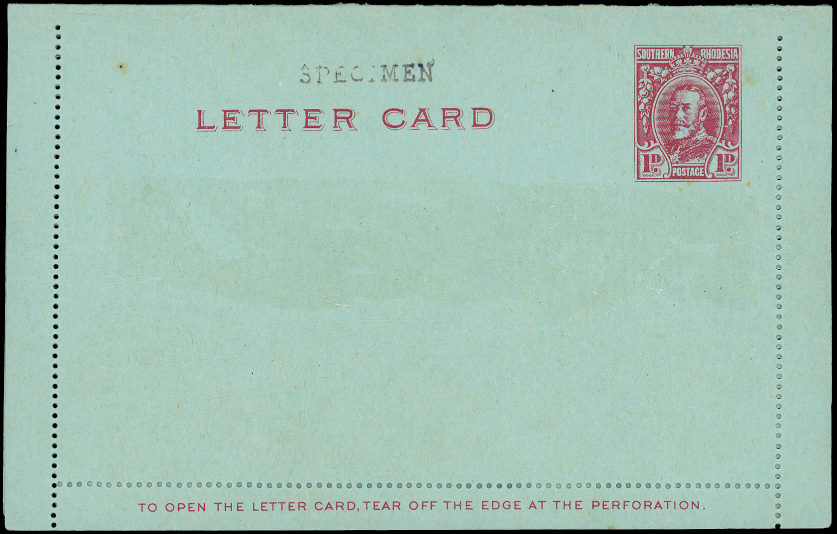 Postal Stationery. 1931 Field Marshall group from the Bechuanaland archive