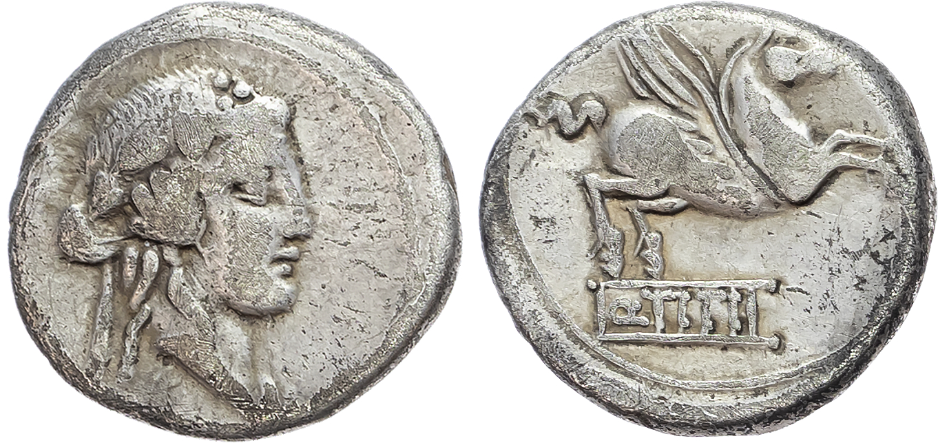 Q. Titius (90 BC) AR Denarius, Rome, 3.72g. 