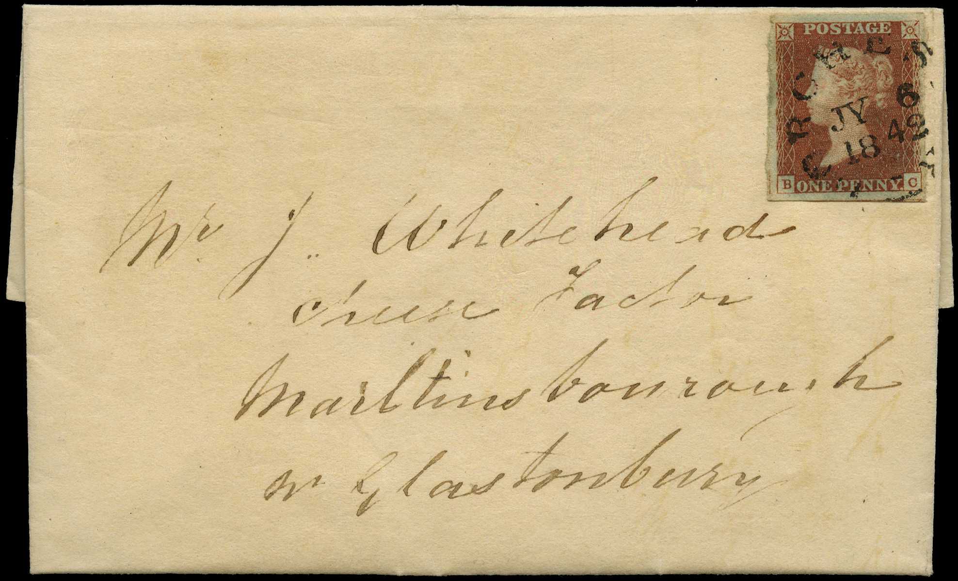 1841 1d Red brown (BC) Plate 22 with four...