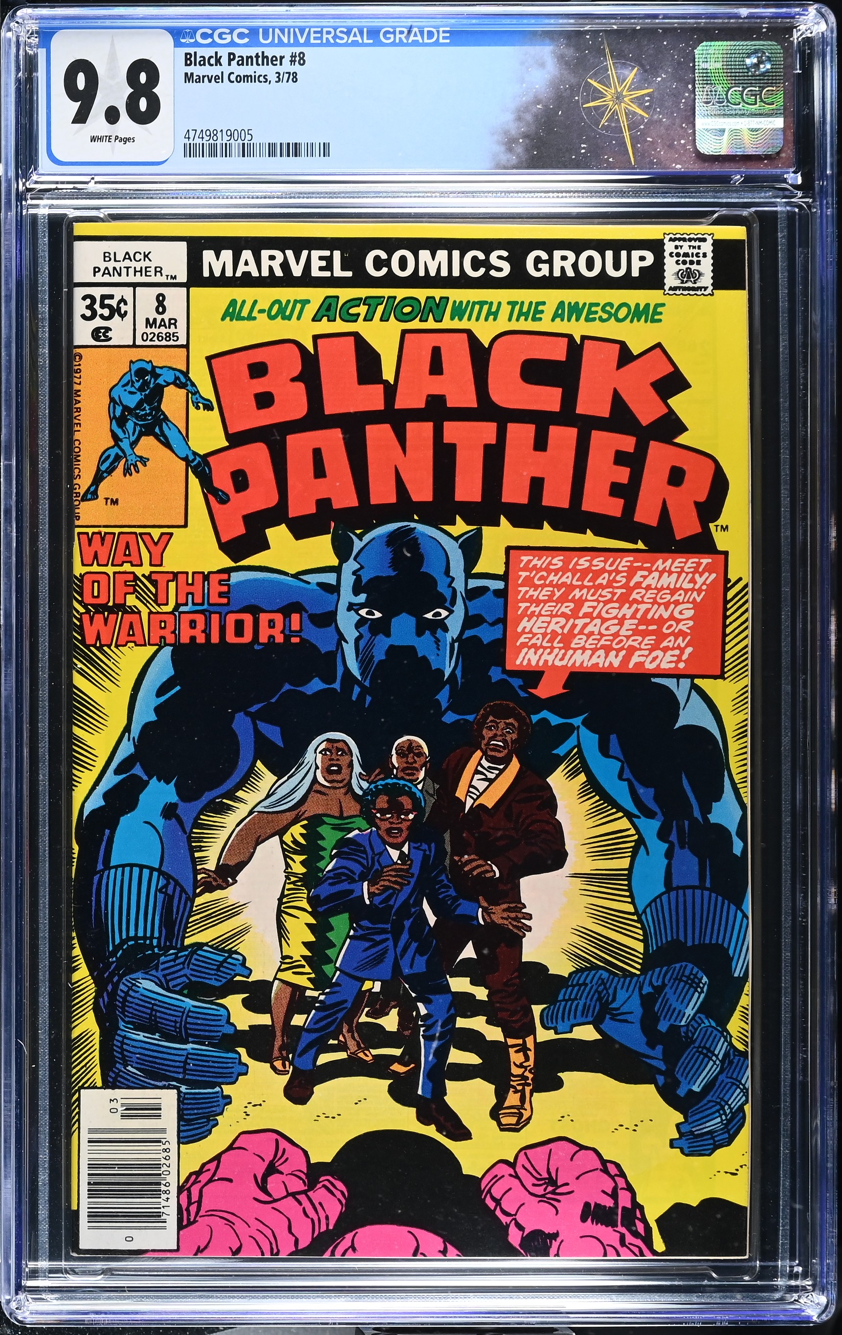 Black Panther #8 CGC 9.8 Highest Grade on the Census"Panthers or Pussycats?" (Marvel Comics, 1978) White Pages