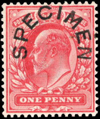 1902 1d bright scarlet, optd ''SPECIMEN'' type 17, large part o.g. small corner crease at top right, otherwise fine. SG...