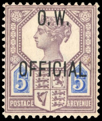 GB O. W. Official. 1896-08 5d dull purple and blue (Die II), mint, SG O34