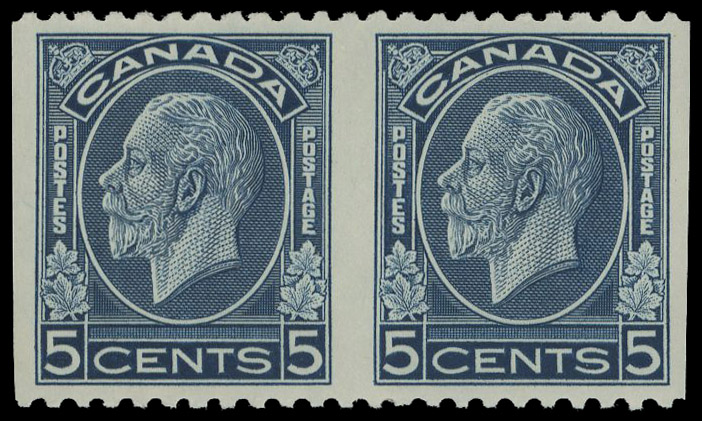Canada 1932-33 5c blue horizontal pair imperforate vertically