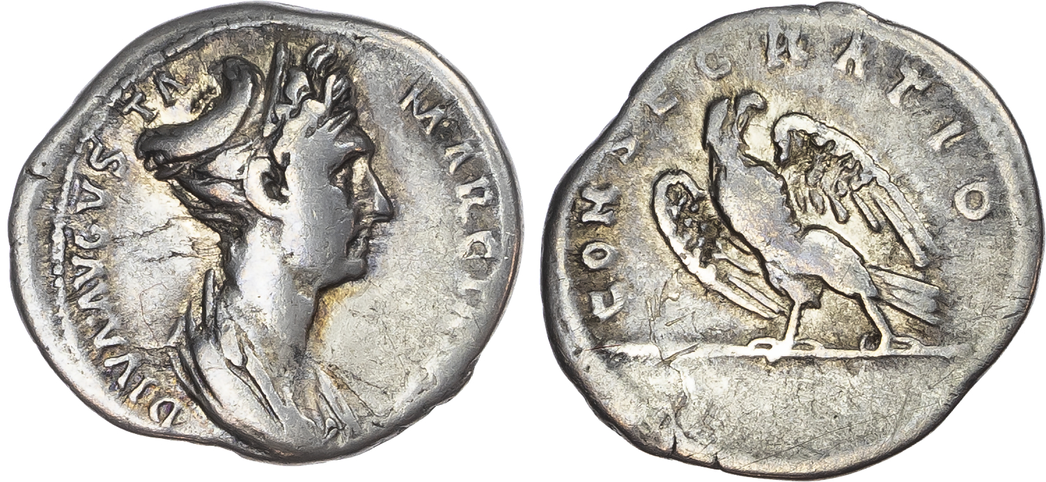Diva Marciana (Sister of Trajan) AR Denarius, Rome, AD 112-117, 3.01g. 