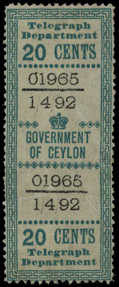 1892 20ct green with large Control...