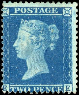 GB 1857 2d deep blue Plate 6 mint