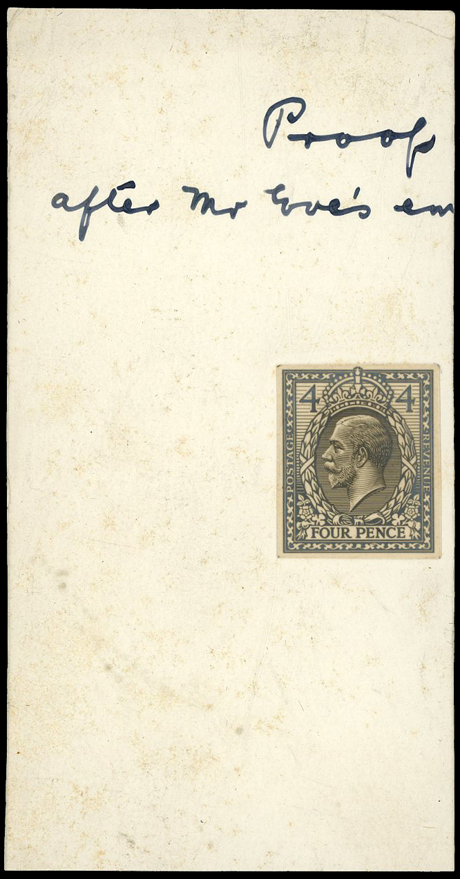 Great Britain 1912 4d bromide of Eves Wreaths design SG 378var