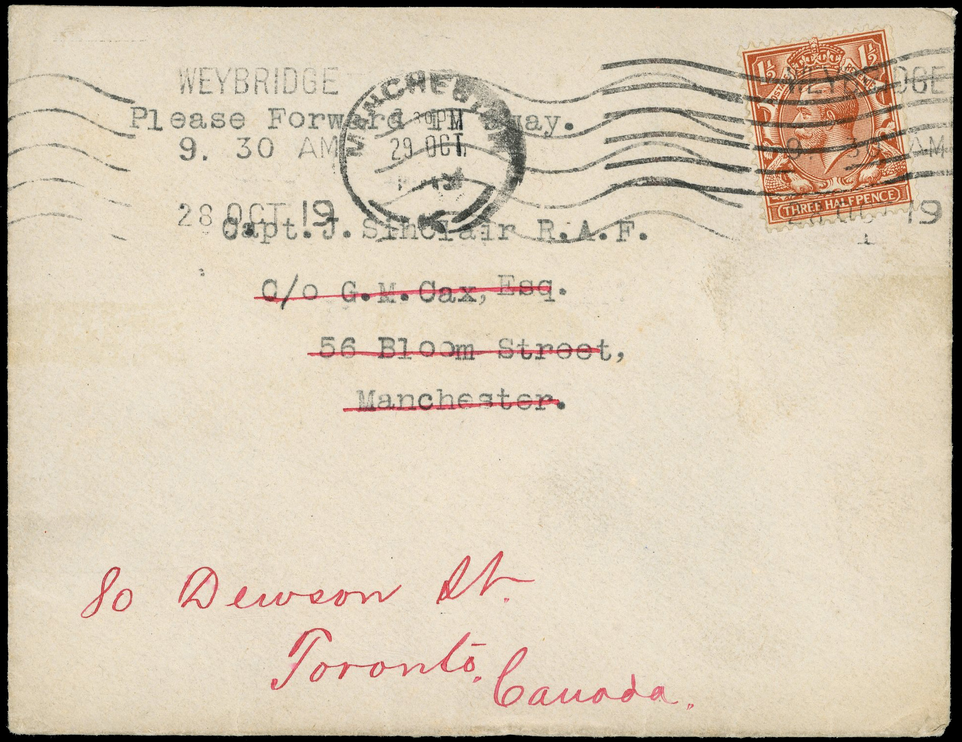 Newfoundland 1919 letter signed by pilot J...