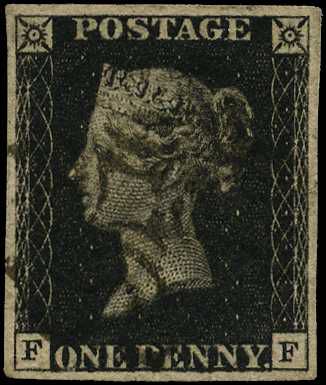 1840 1d black Plate 9 (FF), four good...