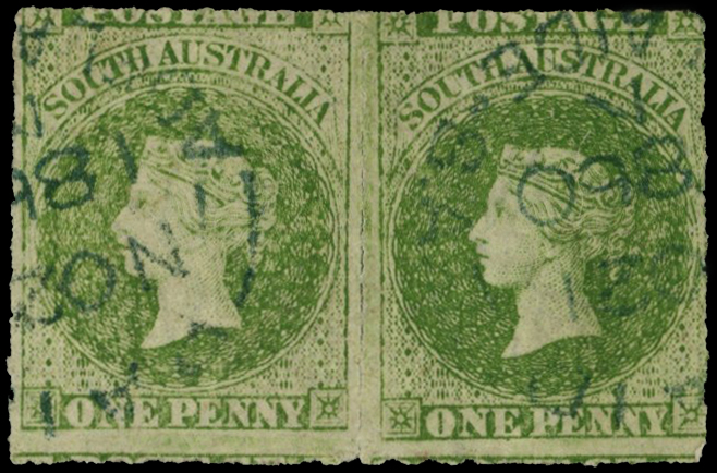 1858-59 1d light yellow-green horizontal...